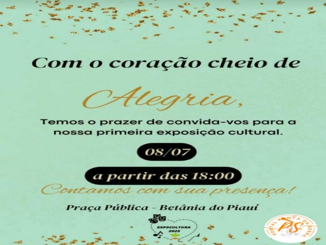 Urgente: Ateno Pela primeira vez na histria acontecer a expo cultura em Betnia do Piau. 