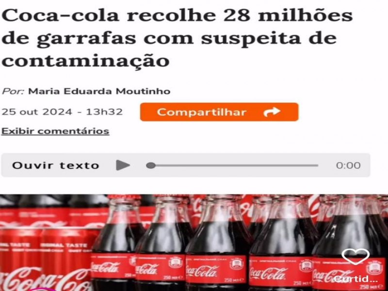 Em um anncio significativo, a Coca-Cola revelou que est realizando o maior recall registrado na ustria em pelo menos 25 anos. A deciso, tomada como uma medida preventiva,