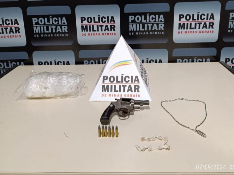 Carangola-MG: PM prende jovem por trfico de drogas e posse irregular de arma de fogo