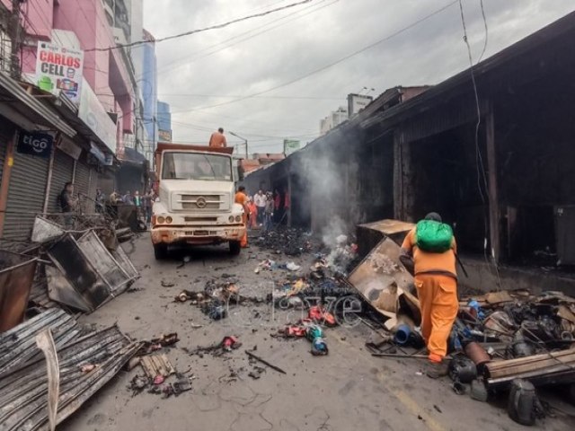 Incêndio durante a madrugada destrói estandes no comércio em Cidade do Leste