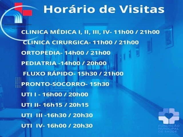 Hospital Municipal terá alterações nos horários de visitas