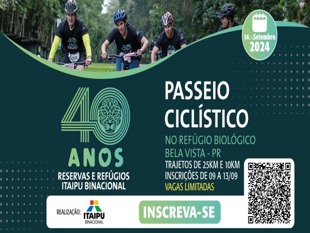 Inscries abertas para o passeio ciclstico no Refgio Biolgico Bela Vista