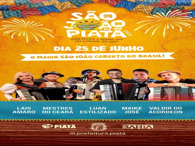 So Joo de Piat 2023 - confirmadas as bandas do palco principal. Destaque para Desejo de Menina, Pricila Senna e Luan Estilizado