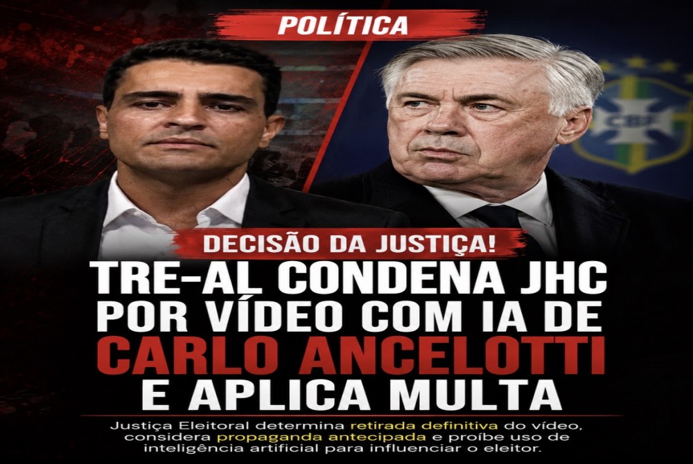 Justi�a Eleitoral condena JHC por v�deo com IA de Ancelotti e endurece recado contra propaganda antecipada