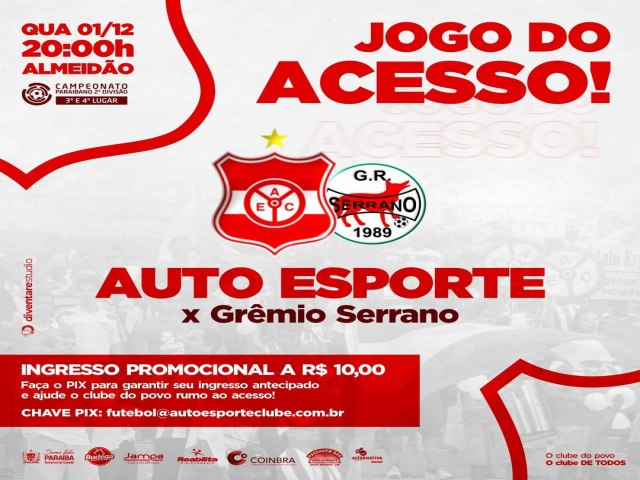 JOGO DO ACESSO!!! Auto Esporte x Serrano 🏟️ Almeido 📆 01/12 (Quarta-feira) ⌚ 20h 🎟️ R$ 10,00