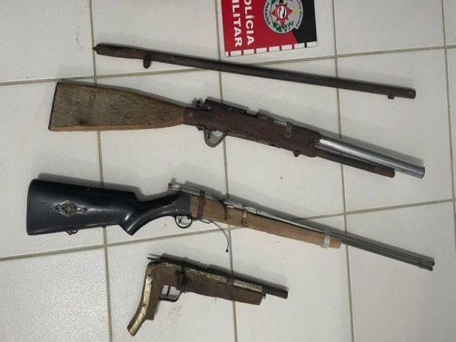 Polcia Militar apreende cinco armas de fogo em aes no interior do estado