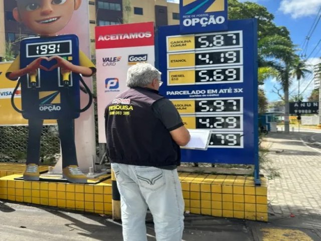 Pesquisa para preos de combustveis encontra o litro da gasolina oscilando entre R$ 5,64 e R$ 5,89