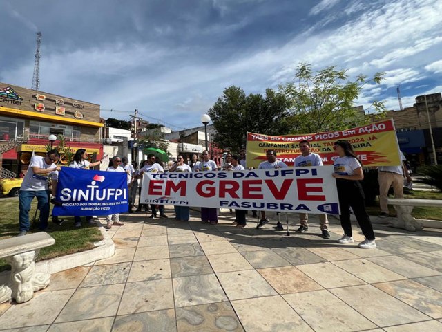 Servidores da UFPI e IFPI realizam manifestao no Centro de Picos