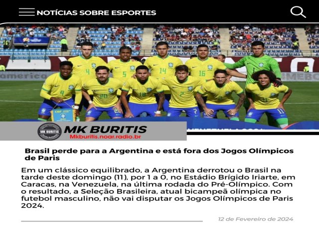 Brasil perde para a Argentina e est fora dos Jogos Olmpicos de Paris